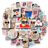 50pcs cute text girl stickers for notebooks scrapbook stationery laptop funny pink sticker scrapbooking material craft supplies