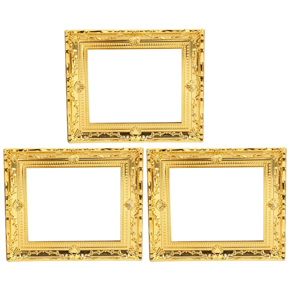 

3 Pcs Dollhouse Frame Delicate Mini Photo Landscaping Miniature Toy Adorable Decor Furniture Accessory Vintage Toys Lovely