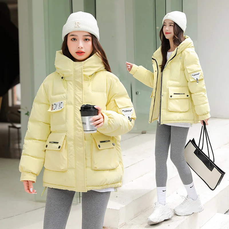 Klein blue for women 2022 winter new short thickened bread Korean foreign down