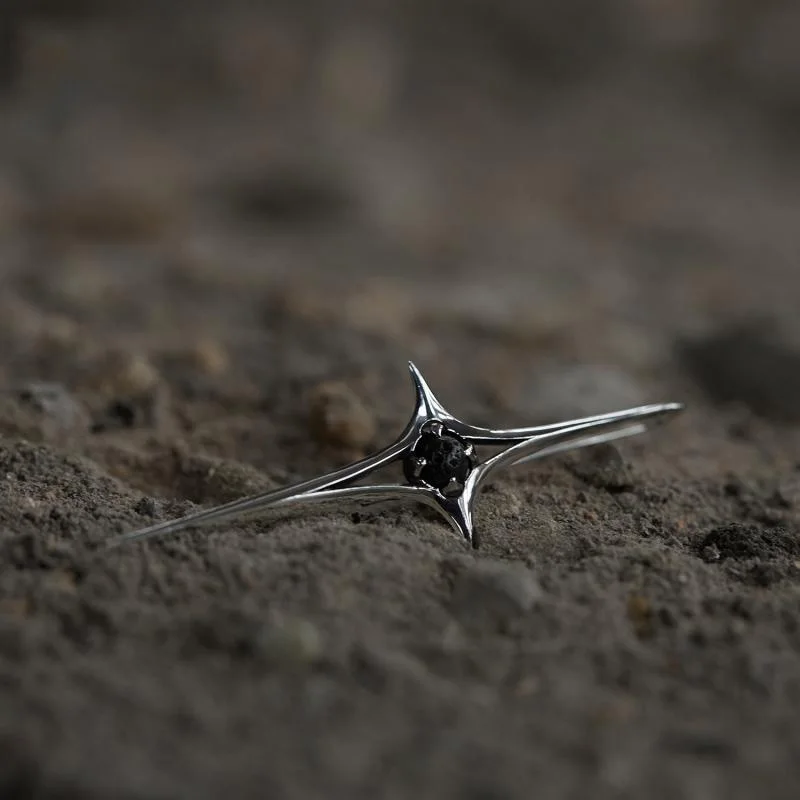 Новинка 2024 черные серьги в виде звезд новые готическом стиле мужские и женские