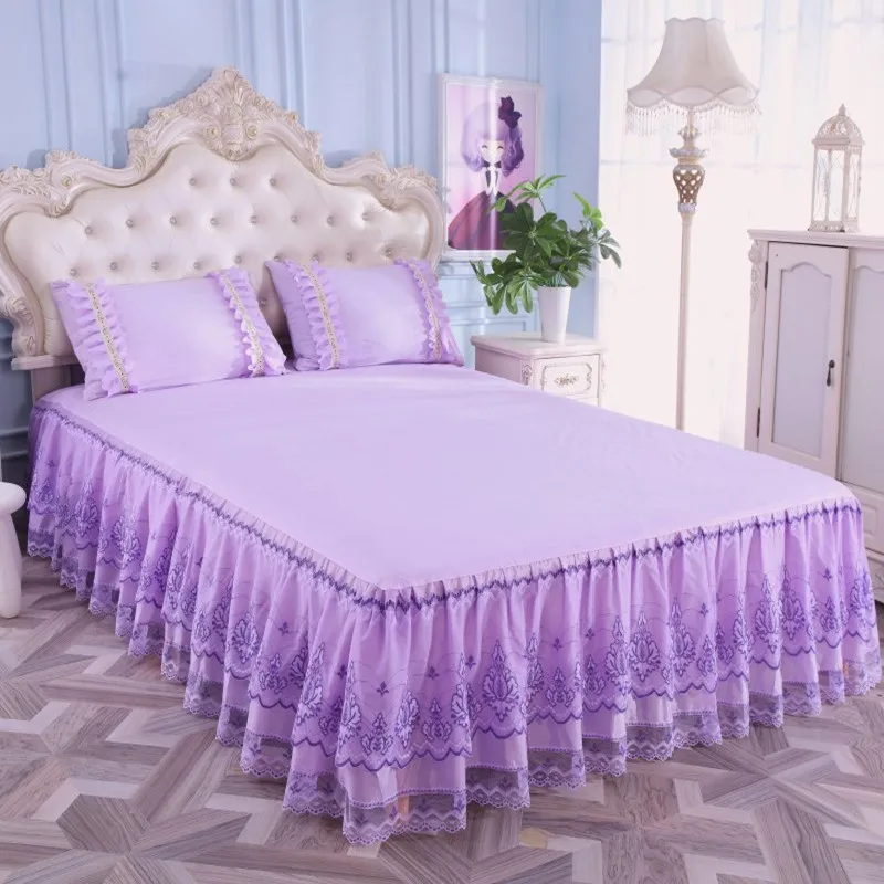 

2021 1PCSPink Bed Skirt Big Lace Bed Sheet Large Vertical Edge Princess Style Bedspread Cute Bed Sheets Queen Tassels