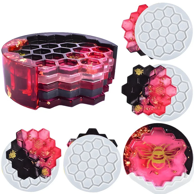 

Honeycomb Coaster Table Silicone Mold DIY Bee Coaster Crystal Epoxy Resin Mold