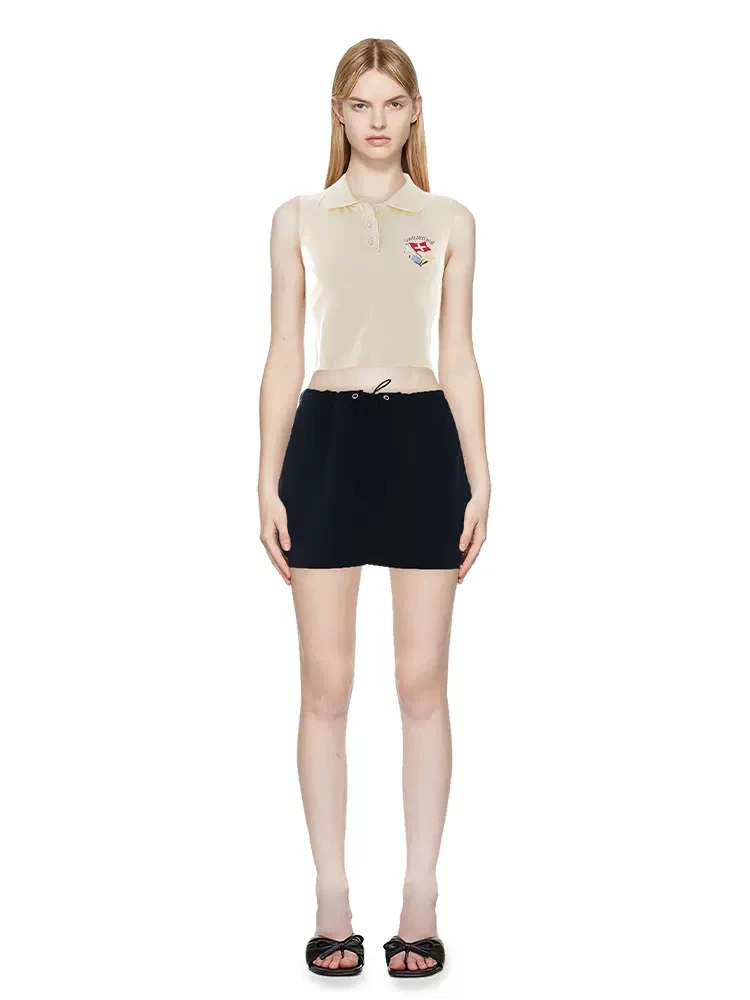 Женская майка с вышивкой PUWD бежевая майка-поло без рукавов и флагом Швейцарии