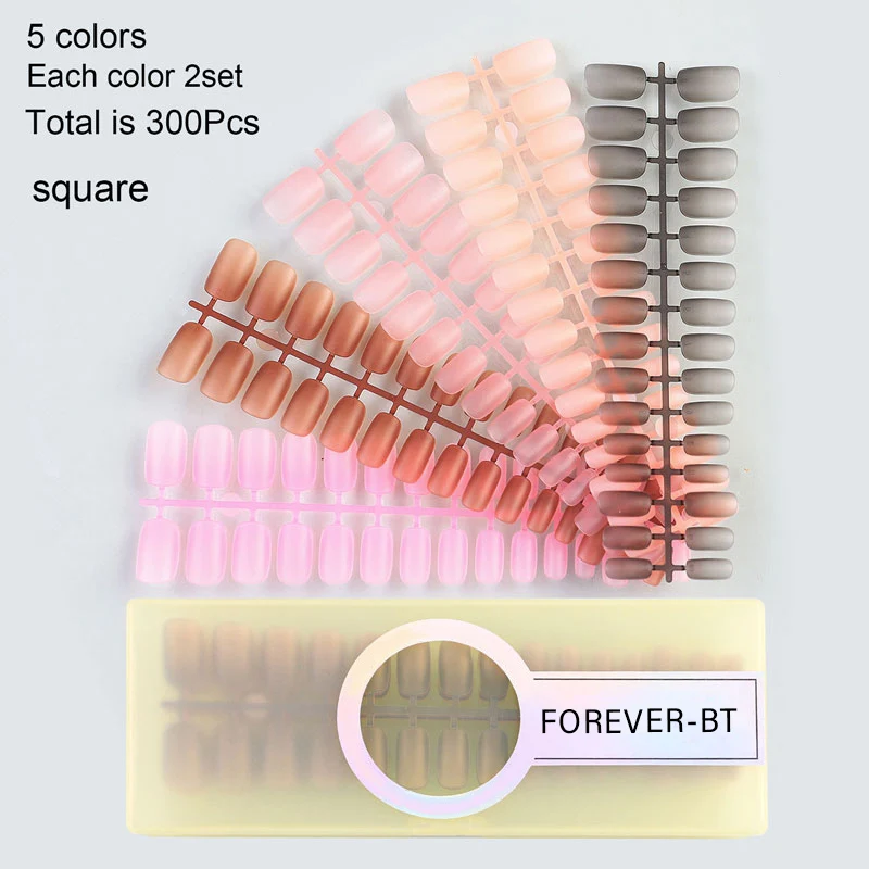 

2022 Новинка 300 шт. квадратные накладные ногти в гробе миндаль цветные накладные ногти полное покрытие гелевые накладные ногти для самостояте...
