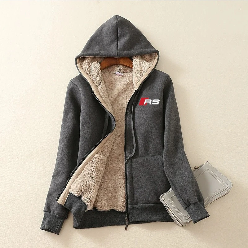 

Women Casual Faux Fur Sweatshirt Female Streetwear Outdoor Solid Color Jackets Hooded Loose Zipper Soft Plush Hoodies Coats