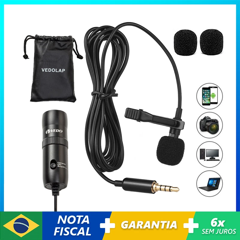

VEDO VD-2 3.5mm Wired Microphone USB Condenser Computer Recording Microphone Clip Tie Collar Mobile Phone Interview Broadcast