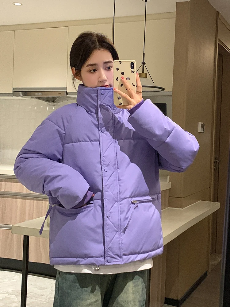 Vielleicht 2023 Autumn Winter Women Parkas Jackets Stand Collar Casual Thick Warm Female Outwear Short Streetwear Windproof Coat