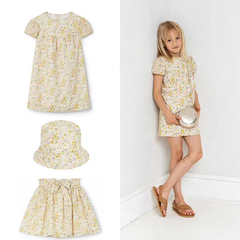 

EnkeliBB Toddler Girl Summer Yellow Floral Dresses Casual A-line Sweet Dress Top Quality Brand Design Children Clothing