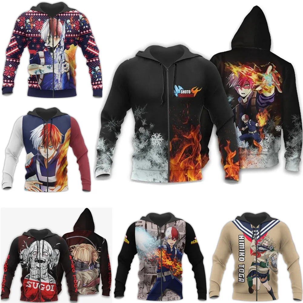 

My Hero Academia Hoodie Izuku Midoriya Shoto Todoroki Boku No Hero Academia Cosplay Costume Sweatshirt Todoroki Shoto Zip Jacket