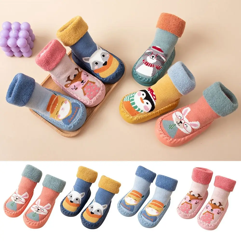 

1 Pair New Outdoor Soft Comfortable Thickened Sock Baby Anti-Slip Floor Socks Fuzzy Shoes Cartoon Slippers