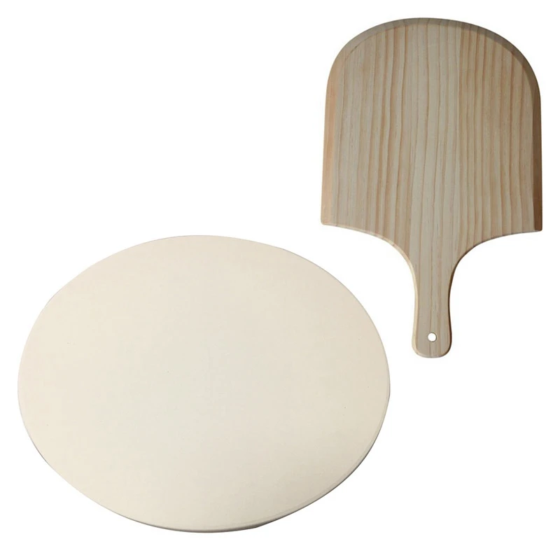 

1 шт. 13 дюймов камень для пиццы сверхтолстые инструменты для пиццы и 1 шт. 14 дюймов поднос для пиццы из натурального дерева