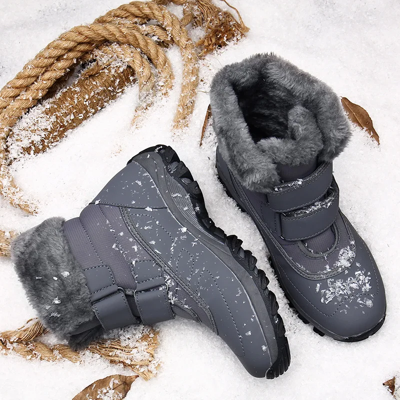 Women Snow Boots  Short Tube Cotton Shoes PU Solid Color Round Shape  Plush Keep Warm Anti Slip and Waterproof