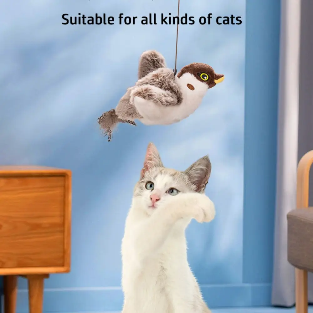 Электронная хлопчащая птица-воробей игрушка для кошки подвесная яркая