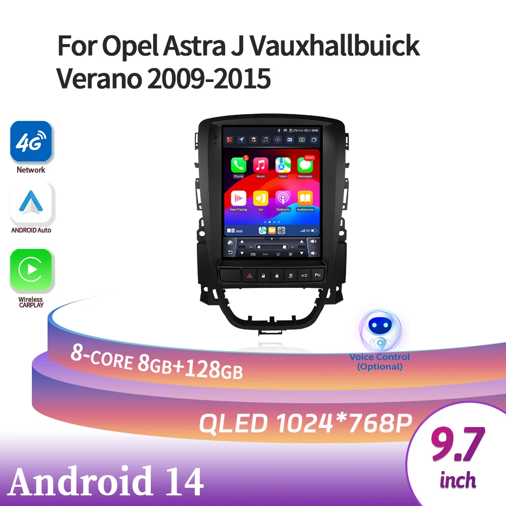 Автомобильный радиоприемник 9 7 дюйма для Opel Astra J Vauxhallbuick Verano 2009-2015 Android 14