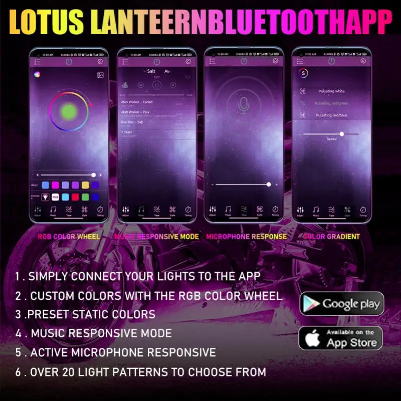 

Разноцветные мотоциклетные светодиодные огни, комплекты, многофункциональная Rgb умная атмосфера, Женская водонепроницаемая неоновая лампа с дистанционным управлением, автомобильные аксессуары