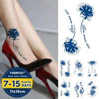 blue ink juice waterproof temporary tattoos sticker higan flower flash transfer body art fake tattoo men women long lasting sexy