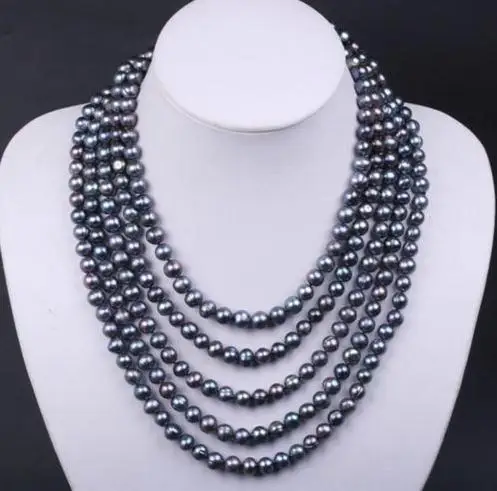 

Unique Design AA 100'' Long Rope Round Black Color Cultured Freshwater Pearl Necklace Beads Jewelry Charming Women Gift