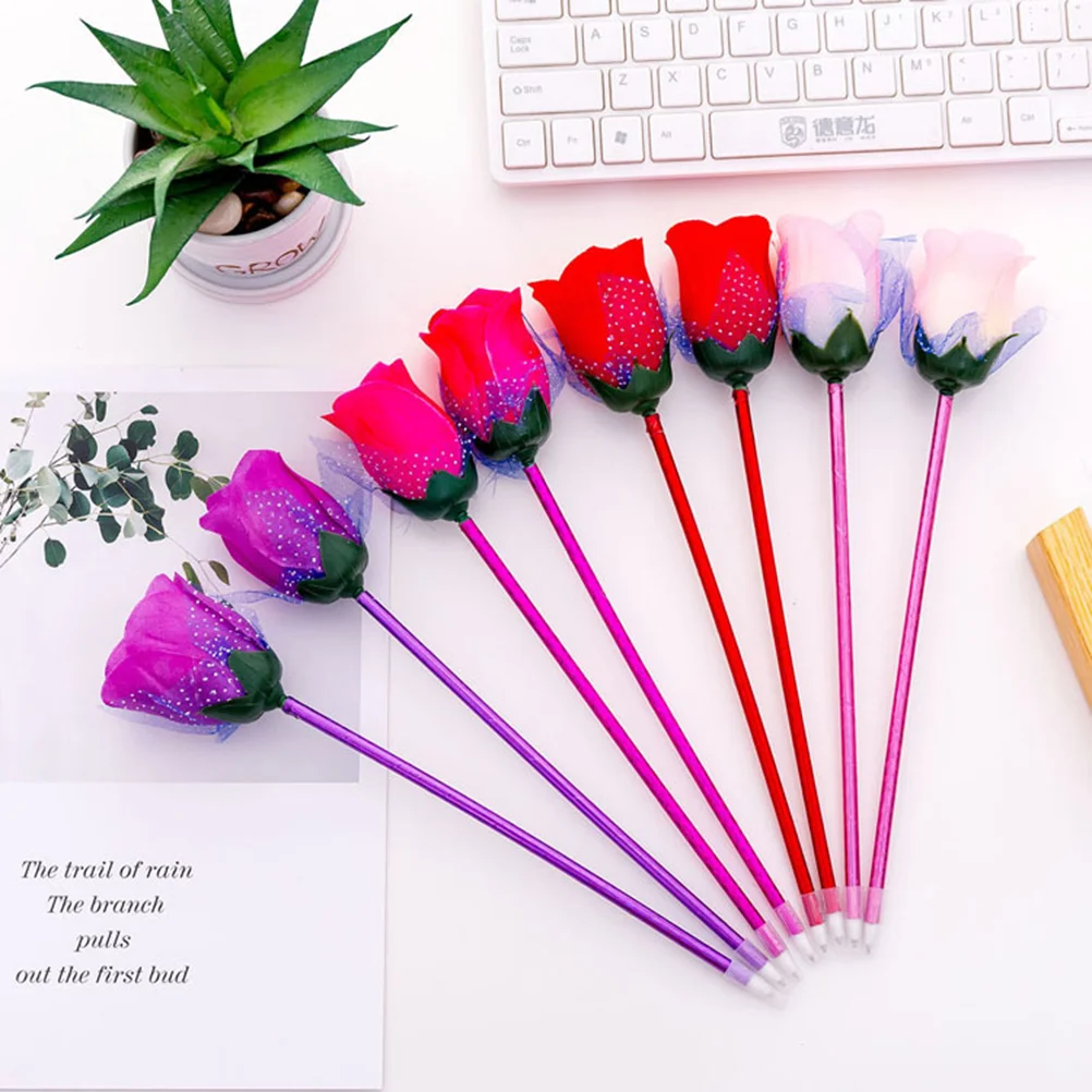 

10-Piece Beautiful Practical Romantic Rose Flower Ballpoint Pen Office School Party Supplies