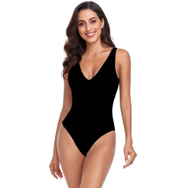 

Big V-neck one-piece swimsuit female sense backless show thin Europe and America
