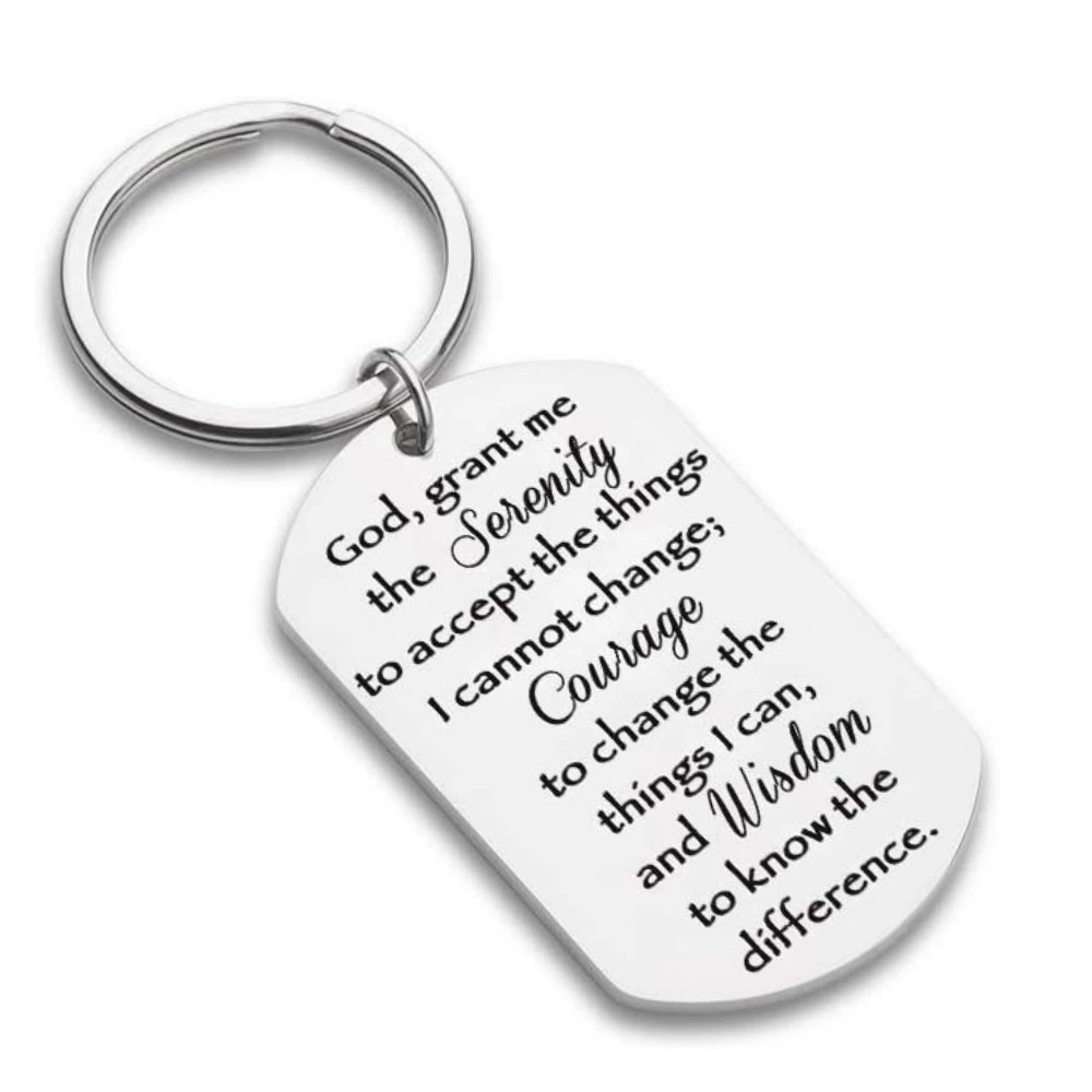 

Christian Keychain Serenity Prayer Gift Sobriety Recovery Gifts AA Gift Religious Gift for Woman Men Teen Boy Girls Key Ring