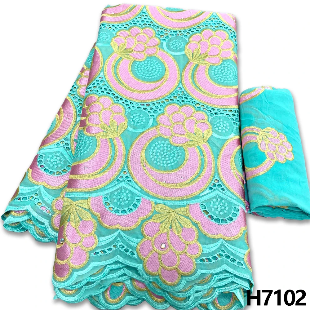 

5+2 Yards Cotton Fabric With Scarf High Quality African Swiss Lace Fabric 2022 Embroidery Swiss Voile Lace In Switzerland HJ7102