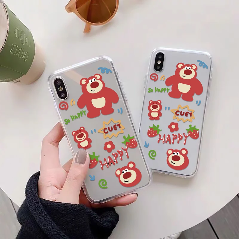 

Clear Phone Case, UV Printed Cute Bear Pattern for iPhone 7 8 11 12 13 X Pro Max, Shockproof Lightweight TPU Phone Cover