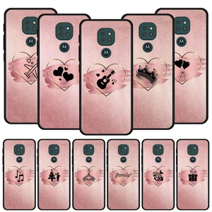 Phone Case For Moto G30 G60 G22 G50 G9 G8 Power Lite G9 Play G8 Plus Edge 20 One Fusion Coque Pink love crown skirt pattern