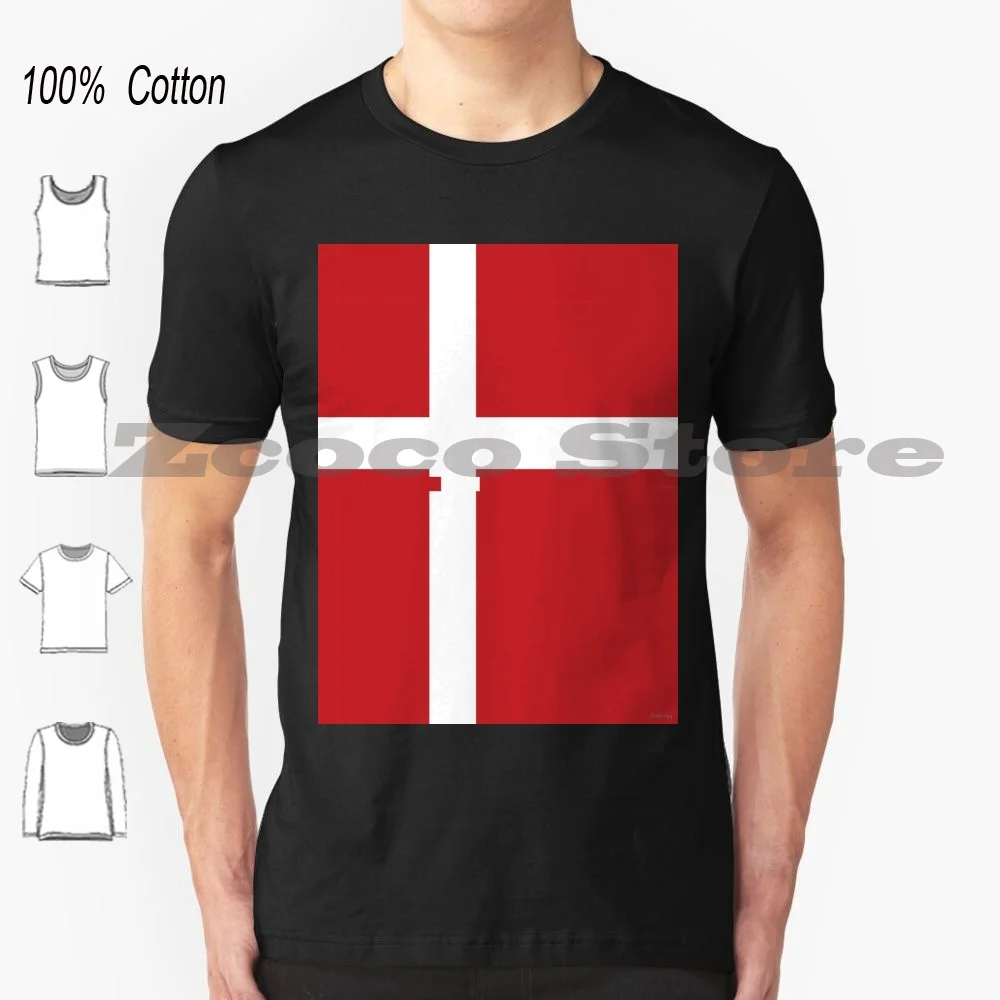 Мягкая модная футболка с датским флагом для мужчин и женщин 100% хлопок Дания