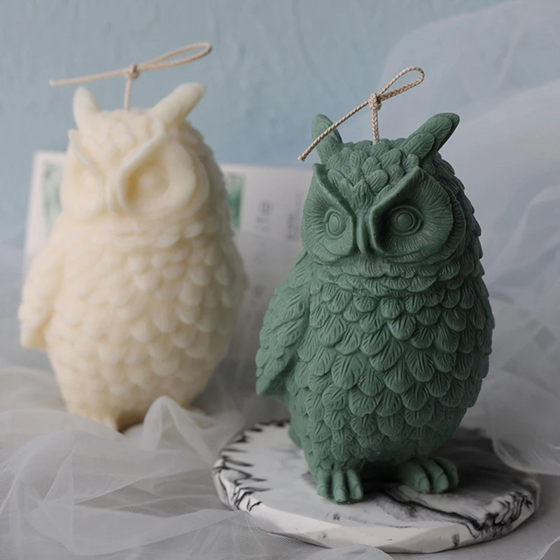 

Large Size Standing Owl Candle Silicone Mold Animal Aromatherapy Soy Wax Silicone Mould Plaster Ornament Home Decor Gift