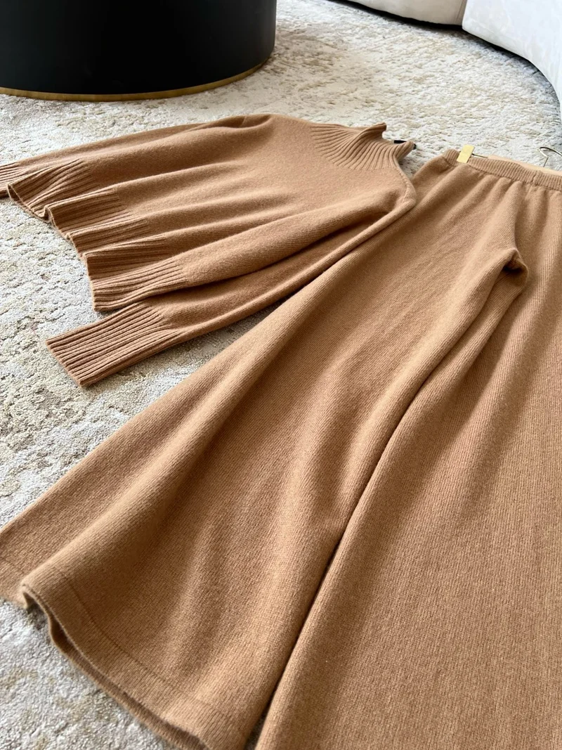 lingzhi-wu шерстяной свитер и брюки французский винтажный элегантный костюм из