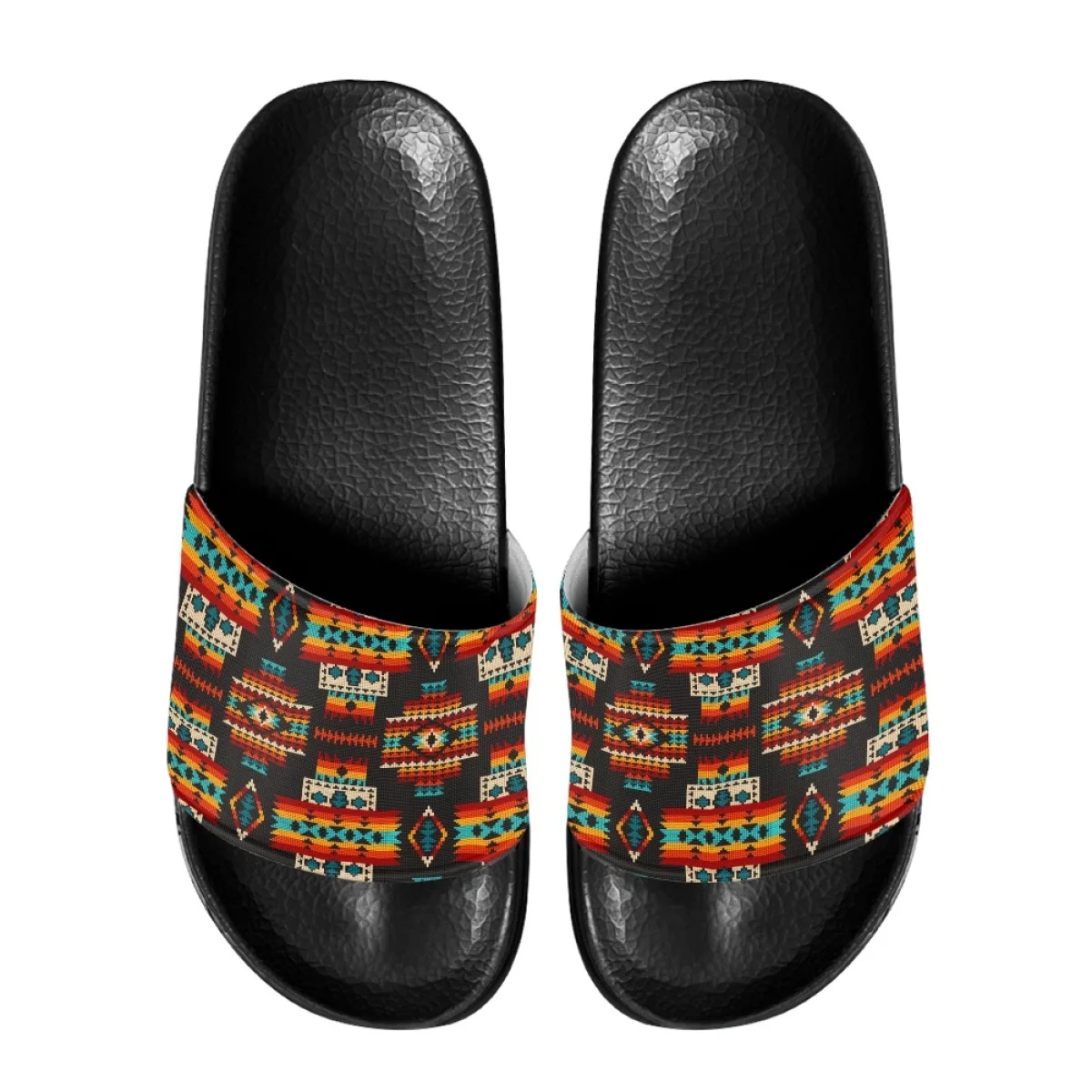 

2023 Native Tribal Ladies Fashion Slippers Casual Breathable Beach Sandals Adult Couple Non-slip Summer Slides Chaussure Femme