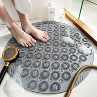 Safety Shower Round Bath Mat Anti-Slip Plastic Massage Mat Bathroom Carpet Floor with Drainage Holes Bath Mat for Home Bath Rug
