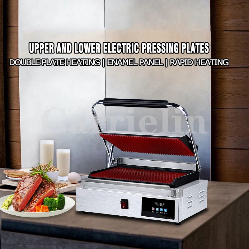 

Electric Contact Grill Griddle Commercial Sandwich Roast Steak Press Grill Non-Stick For Cooking Sandwiches Steak Meat Scrambled