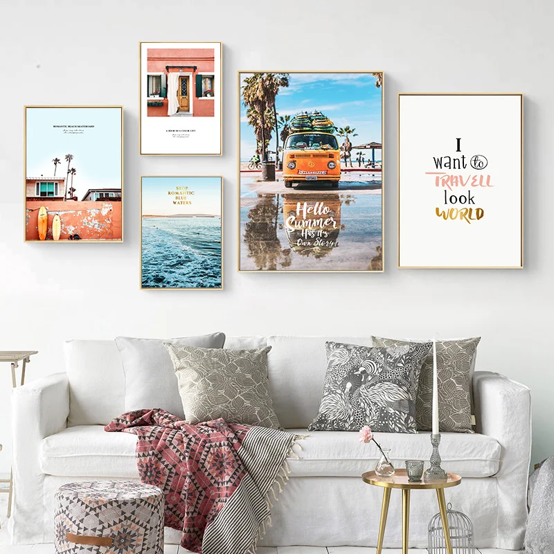 

Скандинавский природный пейзаж, вид на море, постер для автомобиля, картина-распылитель высокой четкости, холст, украшение для дома