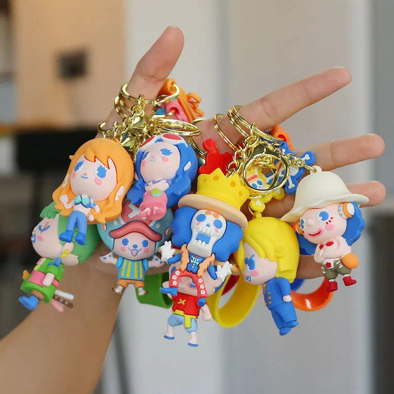 

One Piece Anime Around Luffy Sauron Nami Silicone Key Chain Pendant Model Christmas Gift Children's Gift