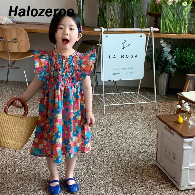 

New Spring Baby Girl's Flower Princess Dress Children Fashion Dress Kids Short Puff Sleeve Skirts Sweet Dress Outfit Clothing