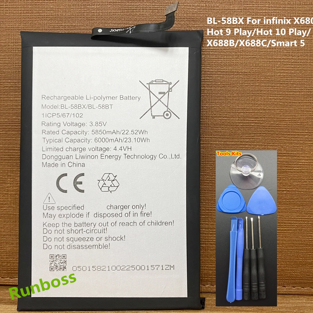 

BL-58BX 6000mAh Battery For Infinix / X680/Hot 9 Play/Hot 10 Play/X688B/X688C/Smart 5 Phone Batteria