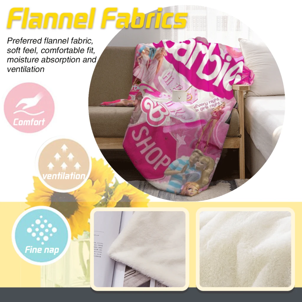 Одеяло Барби среднего размера фланелевое мягкое одеяло теплое для дома и
