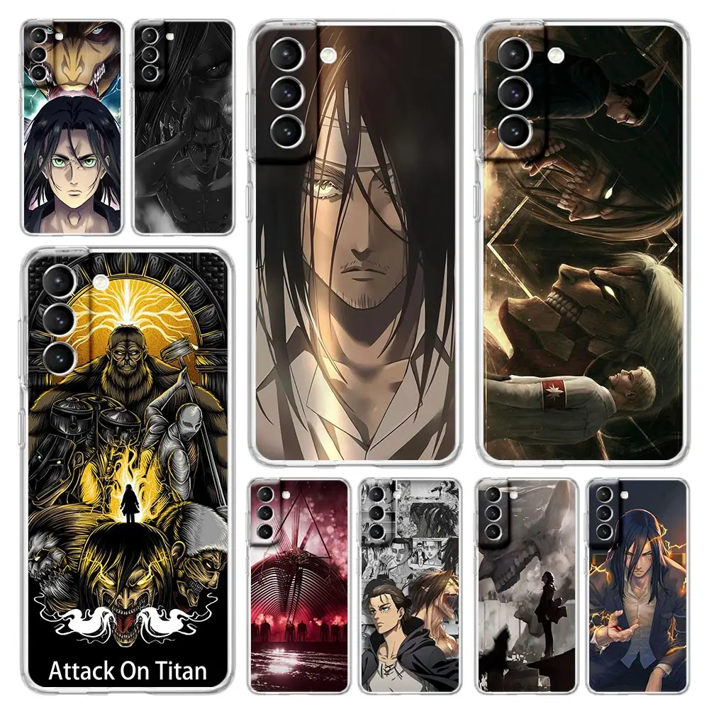 

Eren Yeager Attack on titan Phone Case For Samsung Galaxy S23 Ultra S22 5G S20 S21 FE 5G S10E S9 S8 S10 Plus Soft Clear Cover