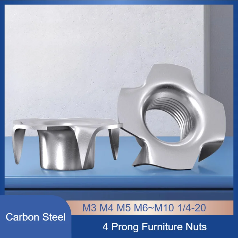 

Оцинкованные Т-образные гайки из углеродистой стали — 4-зубчатые мебельные гайки, тройники с деревянной вставкой, монтажные гайки для динамиков M3 M4 M5 M6 M8 M10 1/4-20