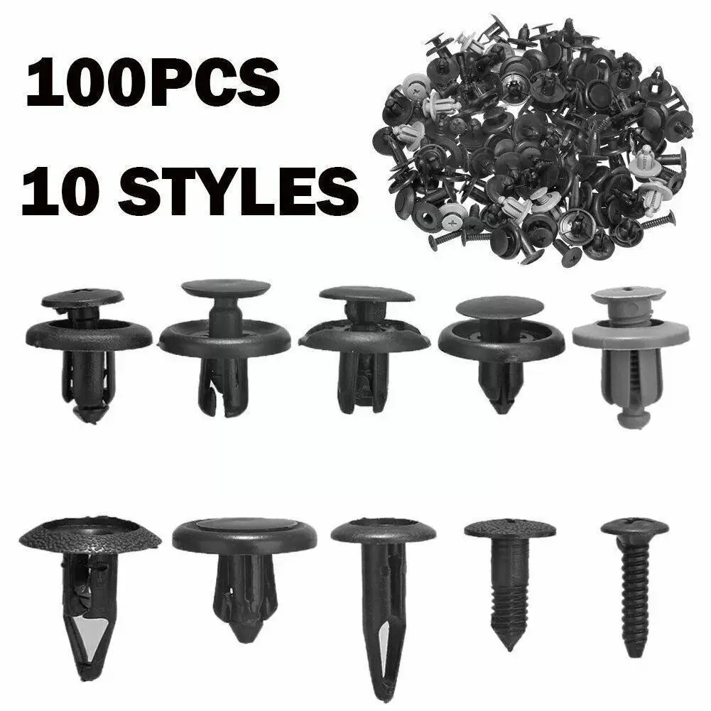 

100pcs Mixed Fastener Clamp Set Car Plastic Rivet Fasteners Screw Fastener Automobile Bumper Clips Fender Kit Rivet Plastic B6P3