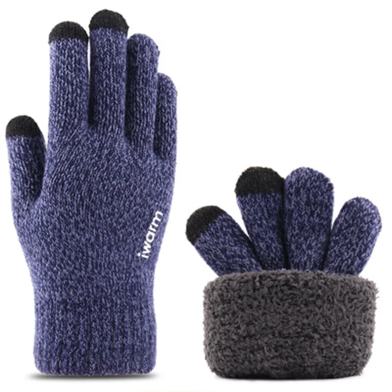 

Men Velvet Wool Knit Nonslip Cycling Warm Glove Winter Couple Double Layer Thick Cashmere Elastic Touch Screen Driving Mitten 75