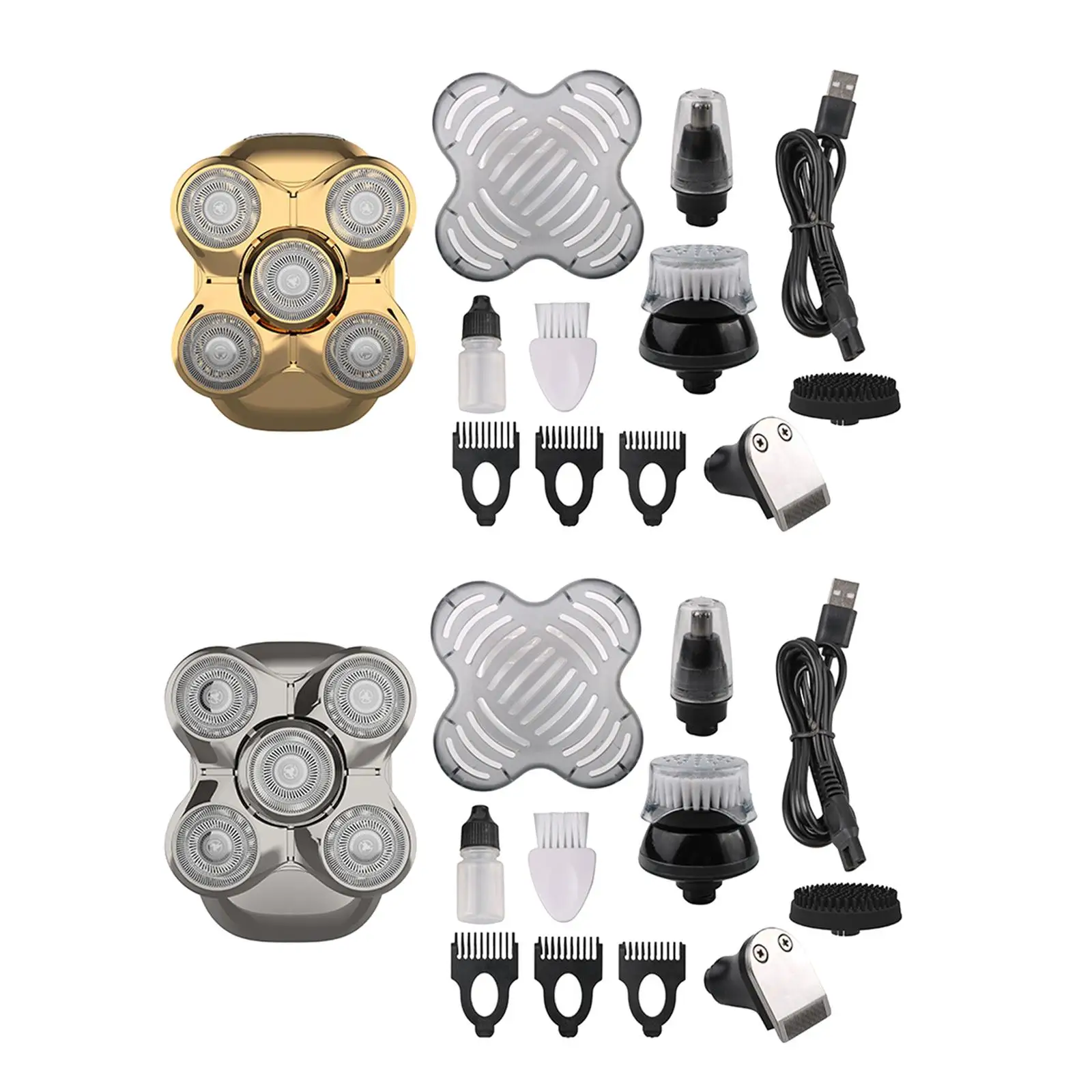 

5 in 1 Electric Shaver Razor for Men Waterproof Wet and Dry LED Display Cordless Rotary Shaver Shaving Machine Bald Head Shaver