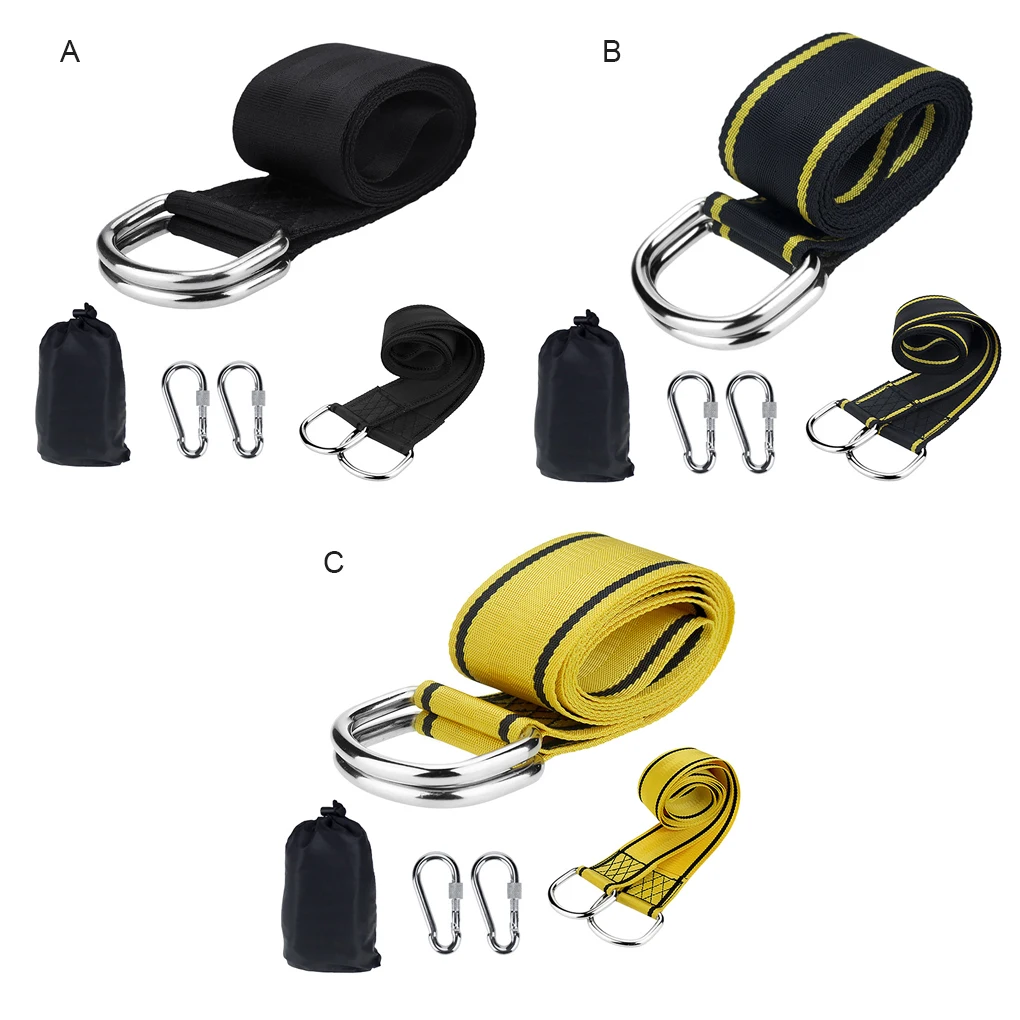

Tree Swing Hanging Kit Straps Carabiners Garden Outdoor Camping Hammock