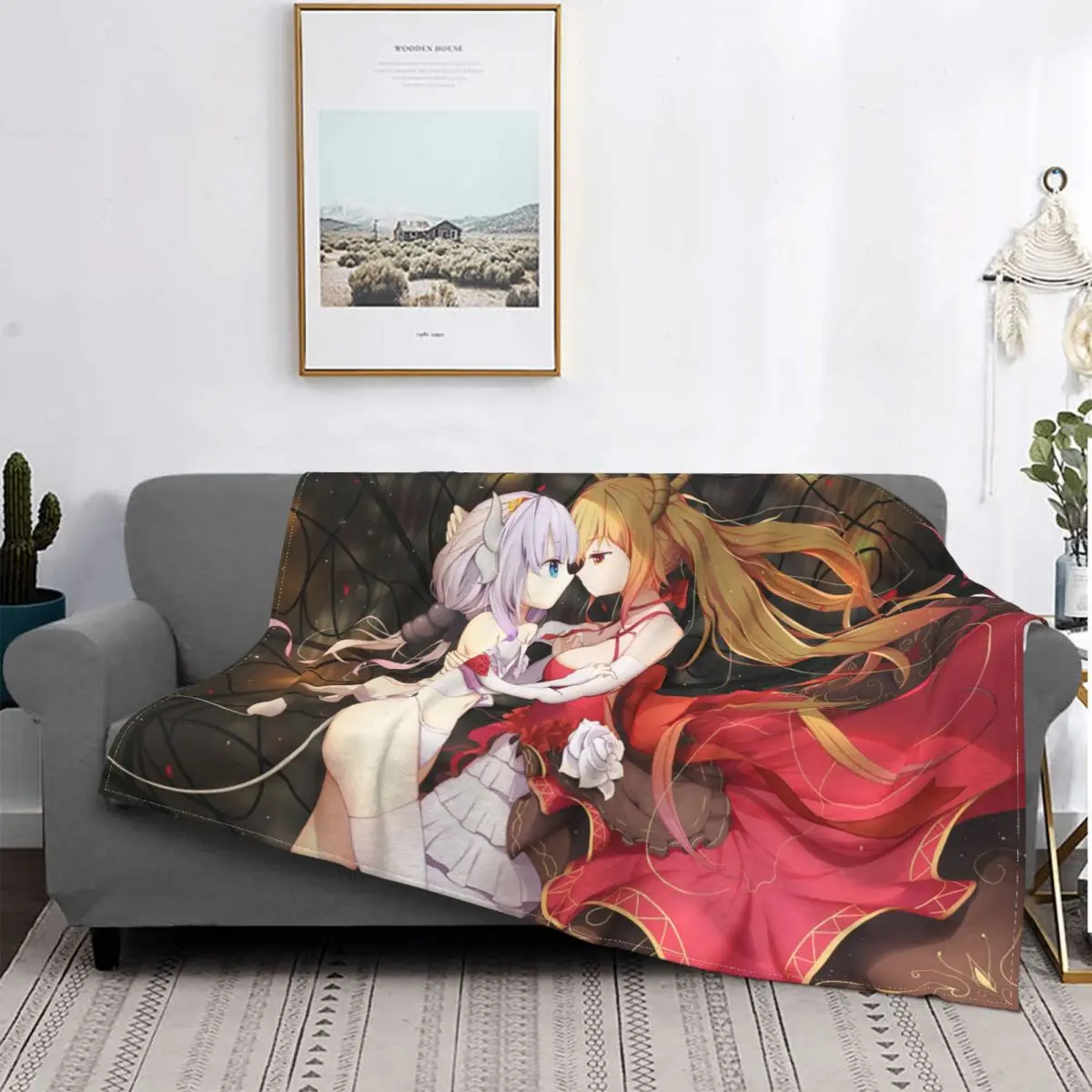 

Miss Kobayashi's Dragon Maid Blanket anime japan cartoon cool otaku Flannel Funny Warm Throw Blankets for Coverlet Autumn/Winter