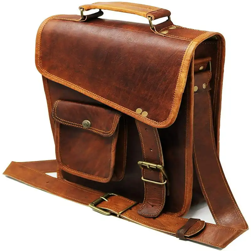 

. Stylish and Distressed 13" Laptop Messenger Shoulder Bag Briefcase Gift Case for Men - A Perfect Office Companion.