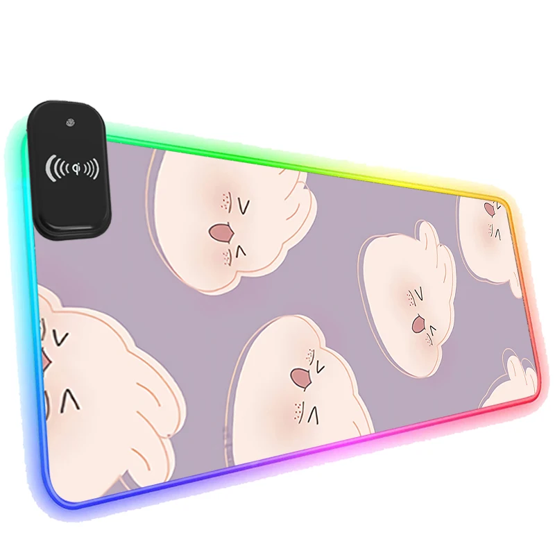 

Коврик для мыши с беспроводной зарядкой для телефона RGB игровой с подсветодиодный розовый Сейлор Мун пейзаж мягкая настольная защита круты...