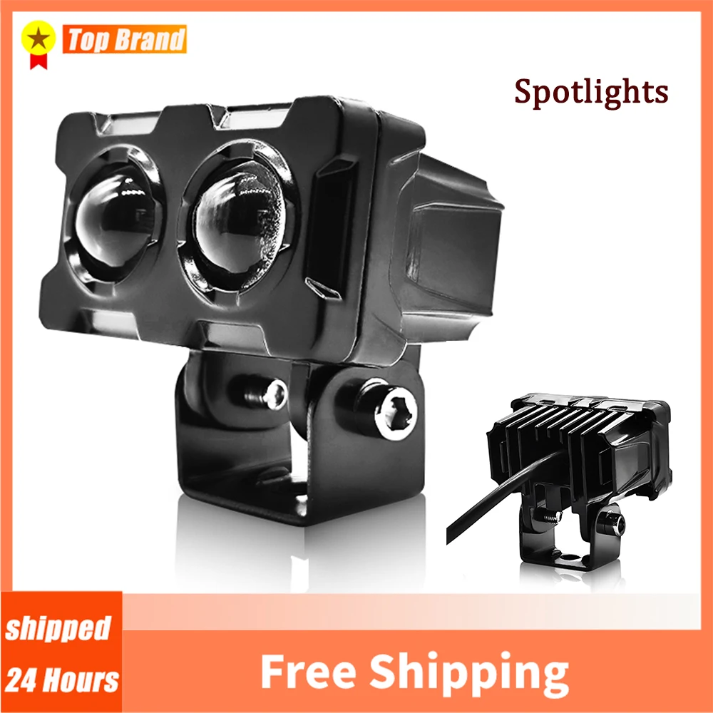 

1PC LED Auxiliary Motorcycle Spot Lights Waterproof Yellow White Spotlights Headlight 12V 24V 8000LM Led Fog Light Headlamp