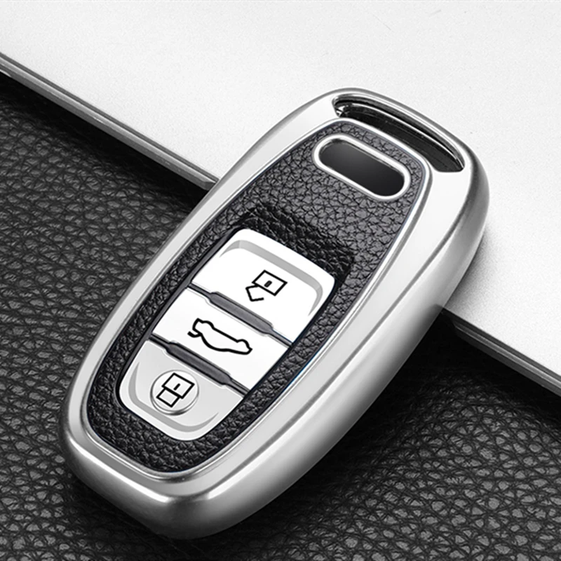 

Hot TPU+Leather grain Car Remote Smart Key Cover Case Shell For Audi A1 A3 A4 A5 A6 A7 A8 Quattro Q3 Q5 Q7 2009-2015 Accessories