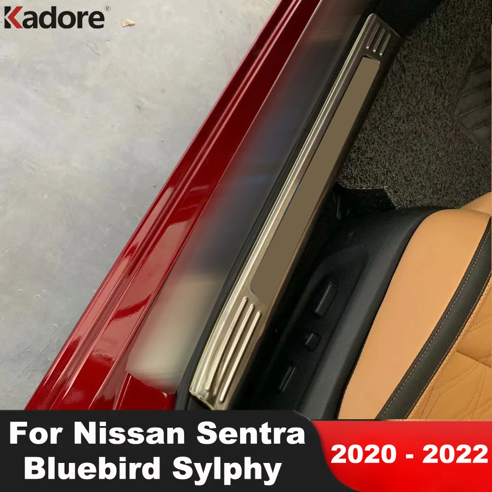 

Accessories For Nissan Sentra Bluebird Sylphy 2020 2021 Stainless Steel Car Inner Door Sill Scuff Plate Cover Trim Sticker 4pcs